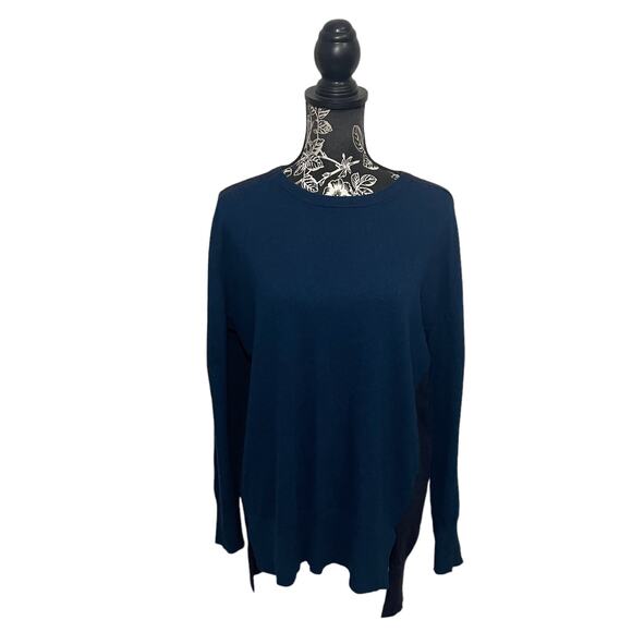 J. Crew Color Block Tunic Sweater Wool Blend Blue High Low Hem Colorblock Medium - Picture 4 of 11